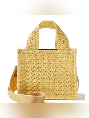 Sol and Mer Yellow Woven Straw Tote Bag - Casual Summer Handbag